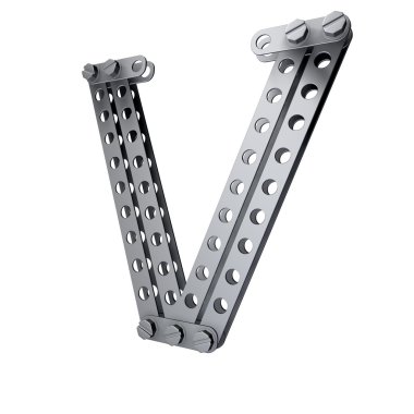 Perçinler ve vidalar ile metalik harf (V)