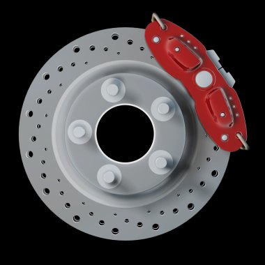 fren disk kırmızı bir destek. yüksek çözünürlükte 3d render