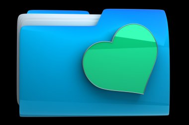 kalp simgesi olan mavi klasörün