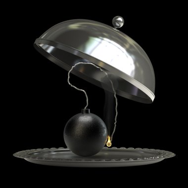 Gümüş plakalı metal veya cloche cannonball bomba ile açın
