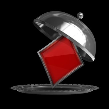 Gümüş plakalı metal veya cloche kart işareti ile açın