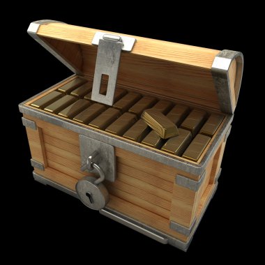 altın antika ahşap sandık