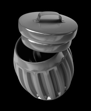 açılan çöp kutusu 3d yüksek çözünürlükte render