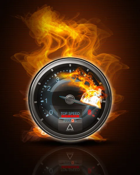 Tacômetro em chamas — Fotografia de Stock