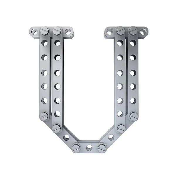Metallic letter (U) with rivets and screws — Stock Photo, Image