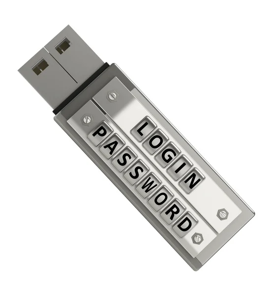 Seguro dispositivo chave USB com senha e login — Fotografia de Stock