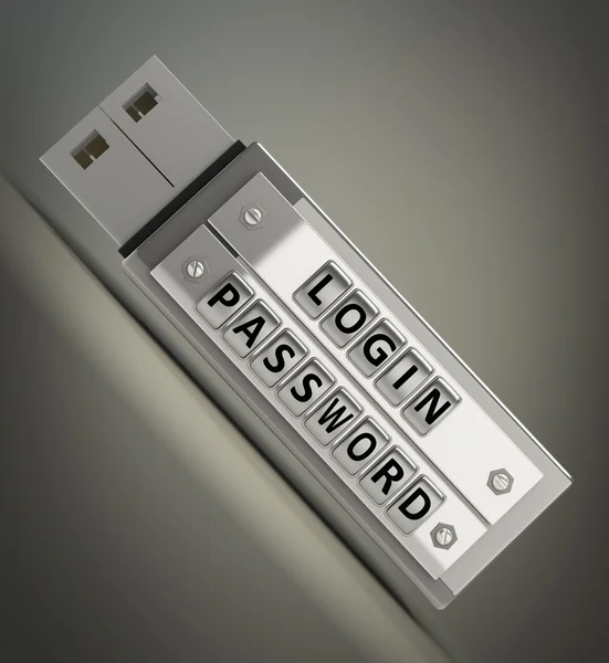 Захистити пристрій ключа usb з паролем і входом — стокове фото