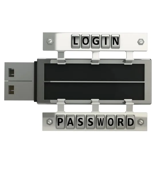 Seguro dispositivo chave USB com senha e login — Fotografia de Stock