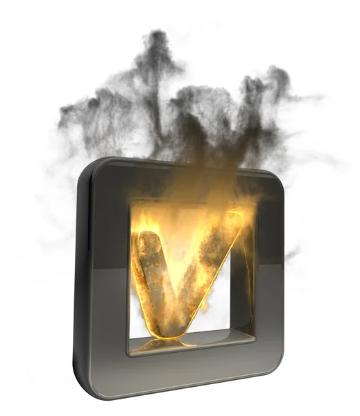 Häkchen-Symbol flammt auf — Stockfoto
