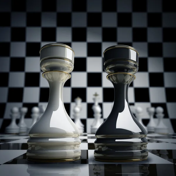 Svart vs wihte chess torn — Stockfoto