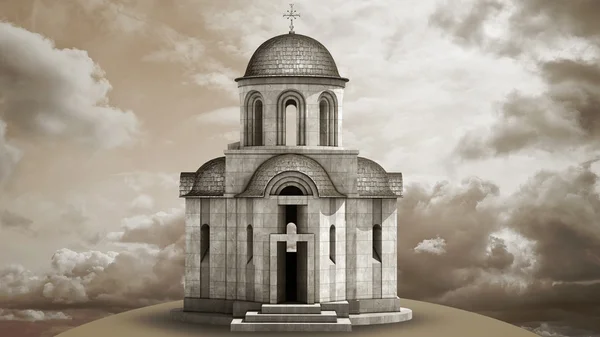 Christian Church from a stone on the sky High resolution 3D — Stock Photo, Image