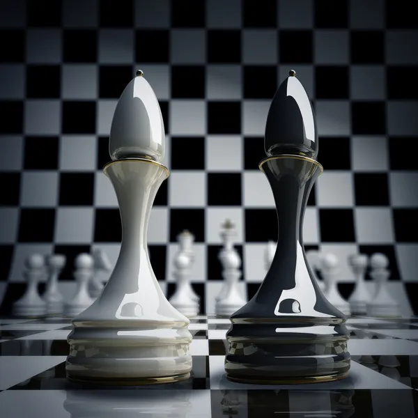 Black vs wihte chess officer — Stock Photo, Image