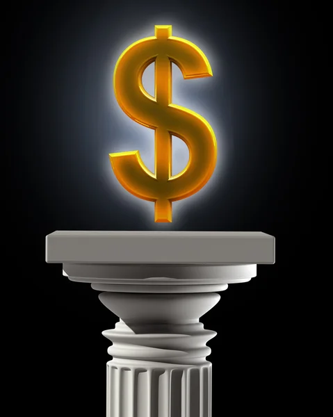 Pedestal de columna con símbolo del dólar estadounidense — Foto de Stock