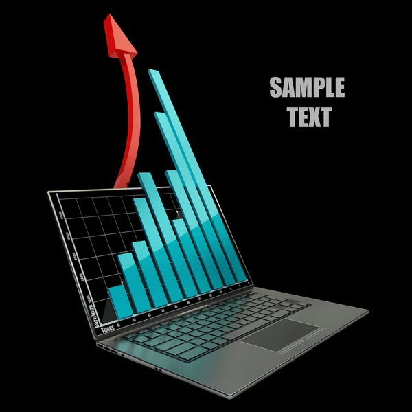 Laptop showing a spreadsheet 3d — Stock Photo, Image