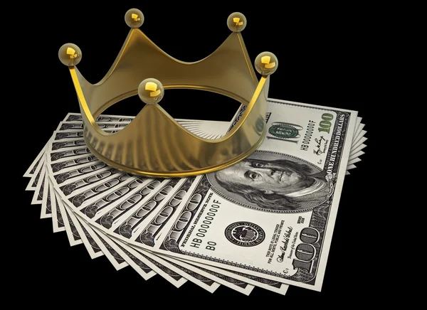 Konzept goldene Krone und Dollar — Stockfoto