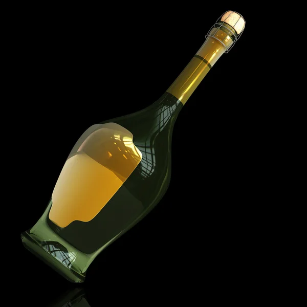 Bottle of champagne with empty label — Stock Photo, Image