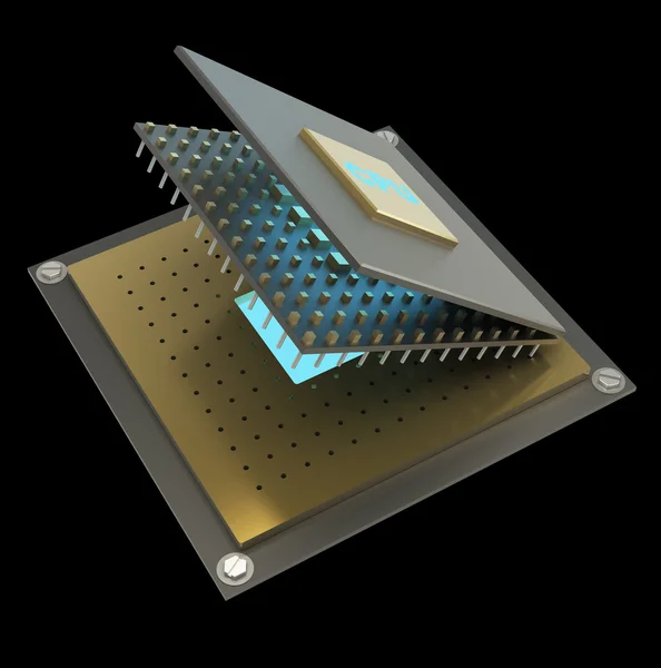 CPU microchip de computador — Fotografia de Stock
