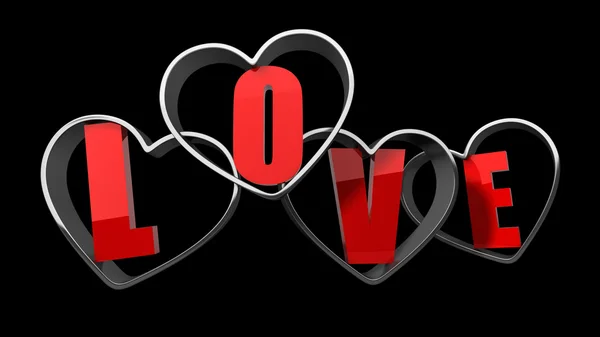 Ordet "kärlek" från hjärtan brev. — Stockfoto