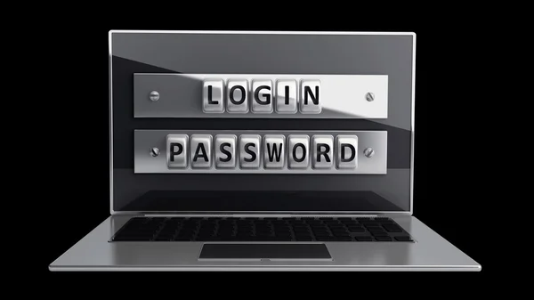 Přenosný počítač s ocelovou bezpečnostní heslo — Stock fotografie