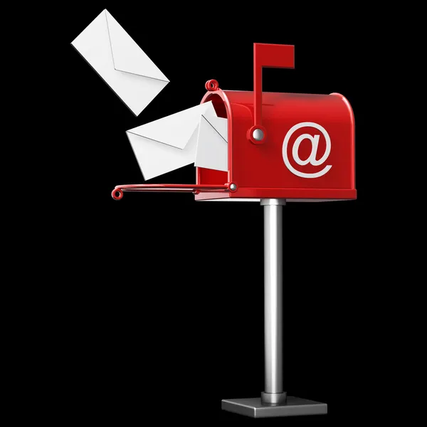 Открытый красный почтовый ящик . — стоковое фото