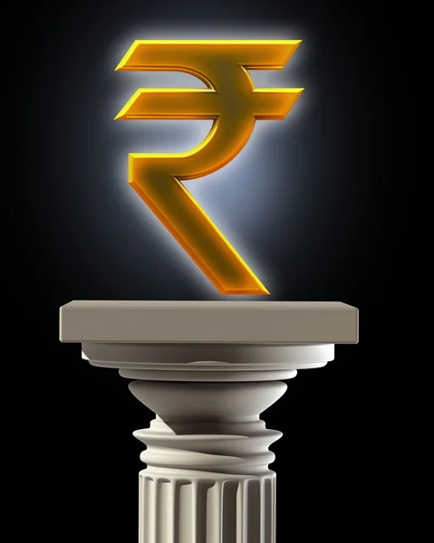 Kolumnen piedestal med indiska rupier symbol — Stockfoto