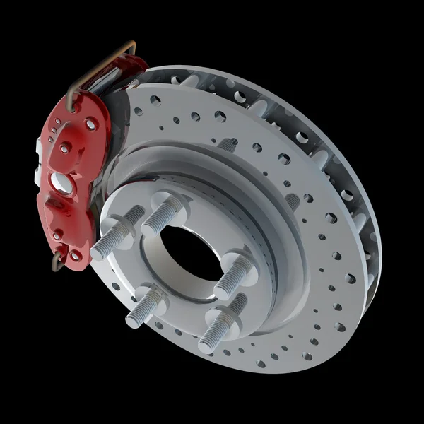 Brake disk with a red support — Stock Photo, Image