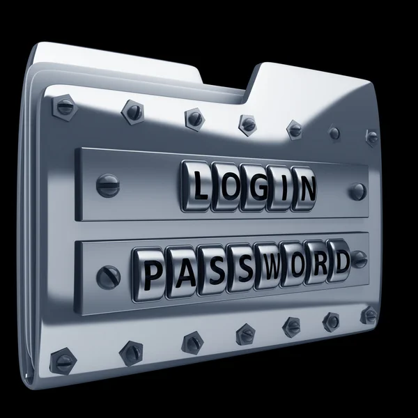 Metal folder icon with security password — Stock Photo, Image