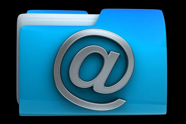 Blå mapp med mail-symbolen — Stockfoto