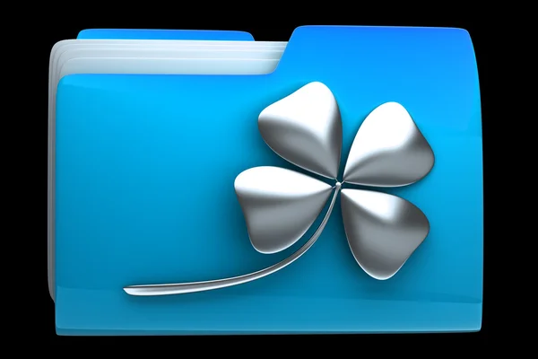 Blue folder with clover symbol — Stock Photo, Image