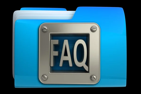 Blauwe map met faq symbool — Stockfoto