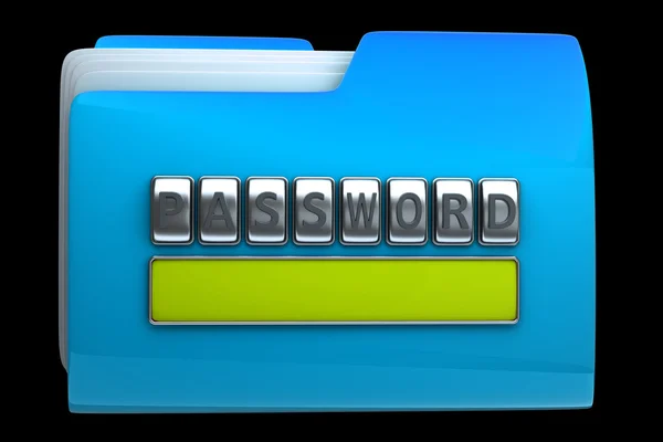 Cartella blu con simbolo di password — Foto Stock