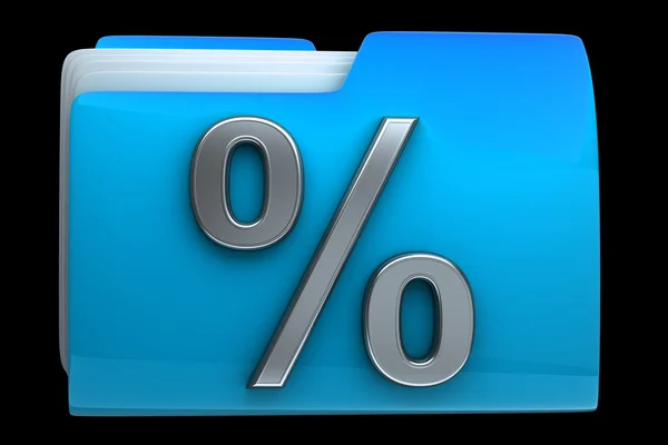 Blue folder with percent symbol — Stock Photo, Image