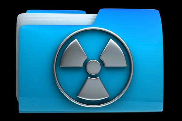 Blue folder with radiation symbol — Stock Photo, Image