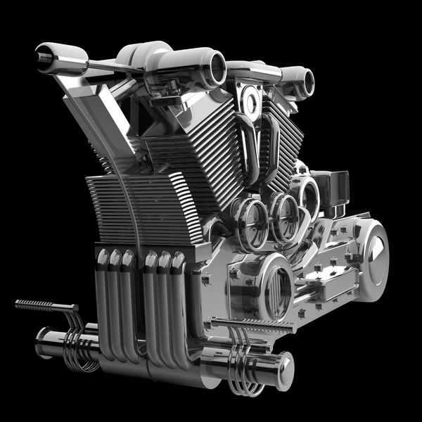 Chromed motorcycle engine — Stock Photo, Image