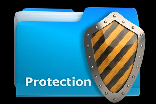 Cartella documenti blu con simbolo di protezione — Foto Stock