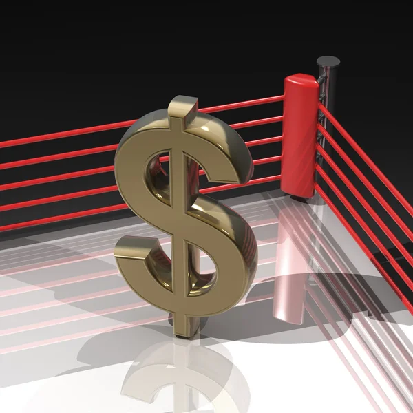 US dollar symbol on boxing ring — Stock Photo, Image