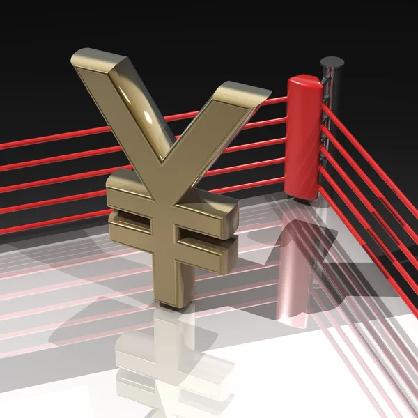 Símbolo de yen en el anillo de boxeo —  Fotos de Stock