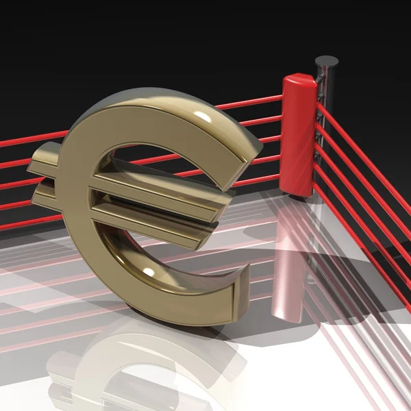 Символ евро на боксерском ринге — стоковое фото