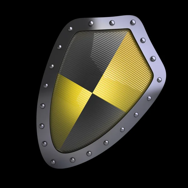 Жовтий і чорний щит 3d високої роздільної здатності — стокове фото