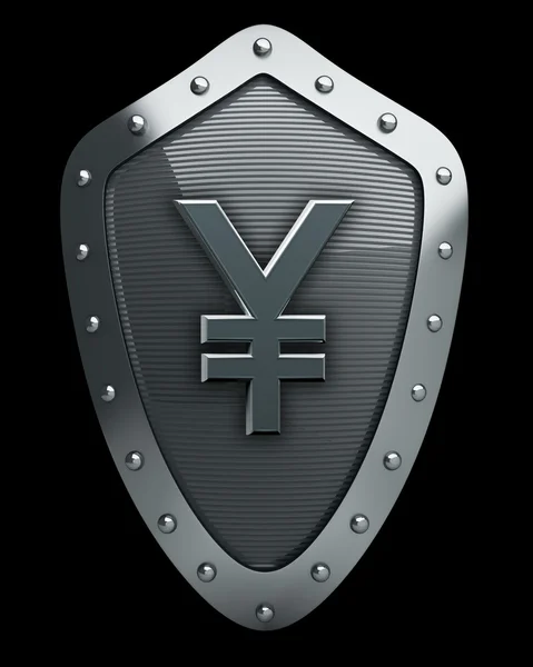 Shield with Japanese yen symbol — Stock Photo, Image