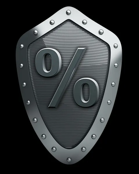 Shield with percent symbol — Stock Photo, Image