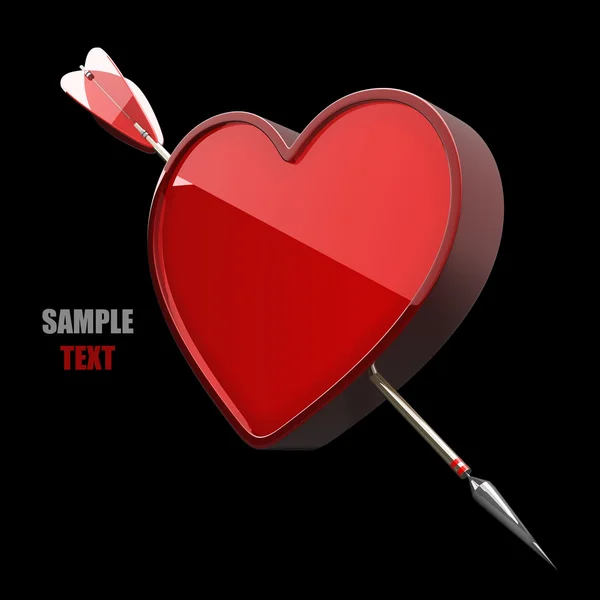 Corazón con flecha de alta resolución 3d ilustración — Foto de Stock
