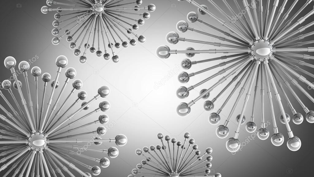Abstract background. silver glossy molecules structure