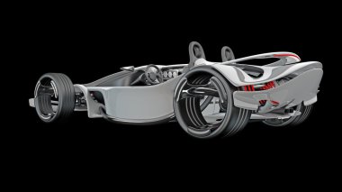 spor araba üzerinde siyah 3d render izole