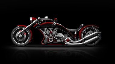 ? oncept motosiklet üzerinde siyah arka plan izole