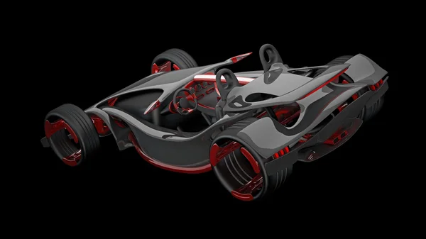 Voiture de sport isolée sur rendu 3d noir — Photo