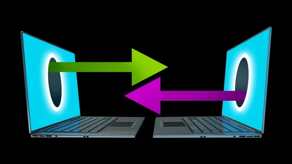 Arrows comes right out of the laptops screen CONCEPT — Stock Photo, Image