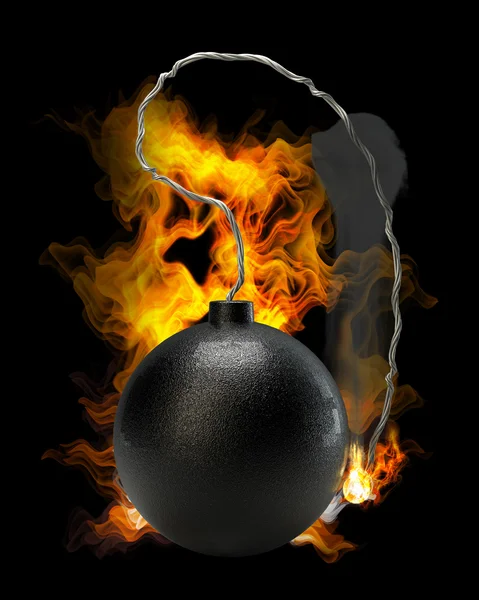 Cannonball bom in brand hoge resolutie 3d illustratie — Stockfoto