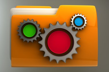klasör simgesi ile dişli tekerler