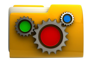klasör simgesi ile dişli tekerler